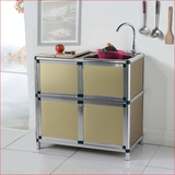 洗碗柜铝合金简易橱柜厨房柜不锈钢水槽柜洗菜盆柜收纳柜储物柜