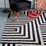 简约欧式中式黑白格子地毯客厅茶几沙发地毯卧室床边手工晴纶地毯