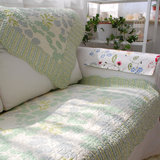 绿叶田园外贸出口韩式防滑布艺纯棉绿色沙发垫四季皮垫坐垫沙发套