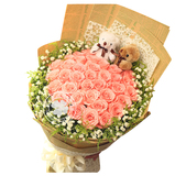 红粉白蓝香槟玫瑰33朵百合礼盒花束鲜花速递同城南京鲜花店当天送