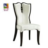 欧式餐椅高档法式韩式简约实木休闲皮艺象牙白色美式酒店梳妆椅子