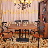 实木餐桌椅组合 美式复古饭桌 长方形中式西餐桌6人位 413279