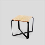 简约现代风格铁艺实木小茶几桌子 坐具小方矮凳子书手机置物椅子