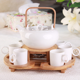 欧式木架陶瓷骨瓷精品咖啡套杯花茶具纯白简约英式下午茶骨瓷茶具