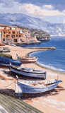 数字油画diy包邮 客厅沙滩船舶风景情侣手绘画 海边的小船60*120