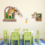 3D立体墙贴纸房间卧室装饰品贴画沙发客厅电视背景墙壁搞笑长颈鹿