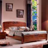 新古典中式全实木床雕花1.5米单人床双人床1.8米大床复古卧室家具