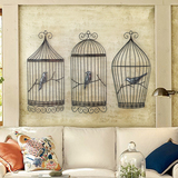 鸟笼壁挂立体半边美式复古铁艺壁饰客厅玄关欧式咖啡厅墙面装饰