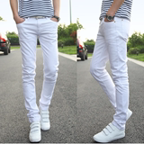 卡宾新款夏季男士纯白色牛仔裤薄款直筒修身青年学生休闲运动长裤