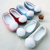 春秋冬季月子鞋孕妇鞋可爱兔毛球保暖防滑包跟软底产妇家居棉拖鞋