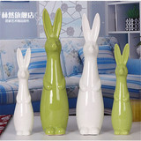 现代陶瓷工艺品可爱摆件创意动物装饰书房摆设地中海生肖兔子
