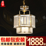 新中式全铜大气餐厅灯中国风奢华复古咖啡厅卧室饭厅灯具楼梯吊灯