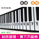 黑白经典钢琴键盘贴纸88键61键透明电子琴手卷钢琴键贴包邮