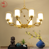 全铜新中式吊灯圆形大气客厅灯美式中式灯具纯铜中国风卧室餐厅灯