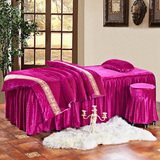秋知燕欧式美容院专用床罩四件套时尚纯色方圆头床罩包邮