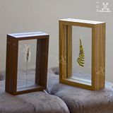 欧式简约植物原木色标本双面玻璃相框6寸7寸实木创意摆台装饰画框
