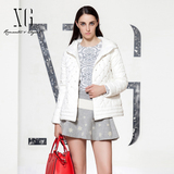 【XG】2015冬装新款简约格纹钉珠加厚羽绒服短外套女XA406012A351