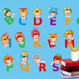 幼儿园英语教室布置墙贴纸卡通娃娃早教贴教学贴26个英文字母贴图