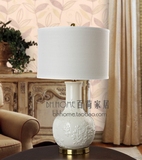 出口代工后现代新古典新中式东南亚禅意艺术混搭白色突花陶瓷台灯