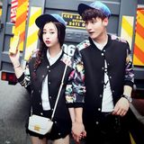 2016春季新款韩版bf短款青年卫衣学生夹克太空棉棒球服情侣装外套