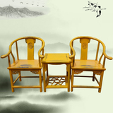 现代中式家具仿古做旧圈椅靠背椅三件套古典家具围椅交椅彩漆彩绘