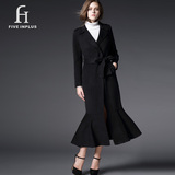 FI2015冬新款修身鱼尾裙摆过膝超长款羊绒羊毛呢子大衣风衣外套女