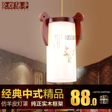 中式吊灯实木简约创意单头小吊灯具餐厅过道走廊楼梯茶楼小灯笼