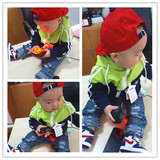 韩版纯棉运动休闲时尚潮中小婴儿男女童时尚百搭拉链外套上衣帽衫