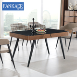 凡卡尔北欧餐桌椅组合简约现代钢化玻璃小户型胡桃木餐桌家具