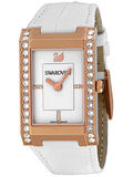 7.4折美国代购 Swarovski Citra 方形白色表盘皮质石英石女士手表