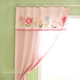 3色清新田园公主风「雏菊花开」贴布绣窗幔窗帘罗马杆轨道可用