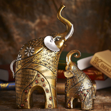 酒柜动物树脂工艺品居家欧式大象摆件一对客厅复古仿古家居装饰品