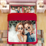 结婚床上用品 定制照片床上四件套  情侣全棉被套床单式 套件 diy
