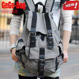 新款韩版复古多口袋帆布潮女包包男女通用户外双肩包旅游背包书包