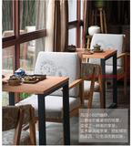 美式复古咖啡厅奶茶甜品店实木餐桌椅组合休闲酒吧阳台铁艺小方桌