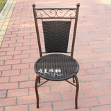 打折塑料藤椅铁艺椅子黑色藤椅铁架藤艺餐椅S花高靠背椅咖啡凳子