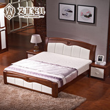 艾菲 中式实木床1.8米实木橡木床 双人床储物床 实木高箱床85#