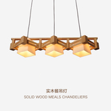 原木餐厅灯木质吊灯创意三头现代简约餐吊灯餐桌客厅书房日式灯具