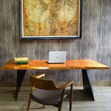 泡茶桌美式loft仿古实木餐桌办公长桌仿古电脑桌会议桌工作台书桌
