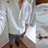 日系外贸男士长袖衬衫韩版休闲衬衫英伦日单衬衣男春秋装白衬衫男