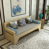 简约小户型实木沙发床推拉坐卧两用1.2米1.5客厅书房多功能沙发床