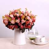 欧式小玫瑰仿真花假花套装客厅餐桌茶几花瓶摆件装饰花卉绢花花艺