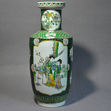 古玩收藏古董瓷器 建国初期仿康熙五彩人物棒槌瓶 包老包真包退