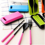 便携式餐具套装可折叠勺子筷子叉子三件套环保餐具盒学生筷勺组和