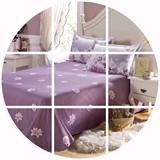 纯棉床上用品四件套2米x2.3被子被套床单双人1.8m2.0夏天夏季淡紫