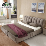 林氏现代简约布艺床可拆洗箱体床双人床1.8米 小户型储物布床R176