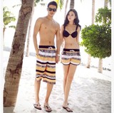 一诺泳衣 韩国男女情侣沙滩裤 速干面料沙滩必备条纹豹纹短裤