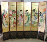 美女图中国风手绘屏风折叠门厅隔断餐厅饭店客厅现代中式家具仙女