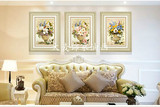 简欧现代油画纯手绘花卉三联客厅餐厅卧室装饰画美画正品花开富贵