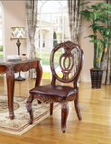 美式新古典复古做旧风纯手雕花实木欧式现货餐椅书椅扶手椅休闲椅